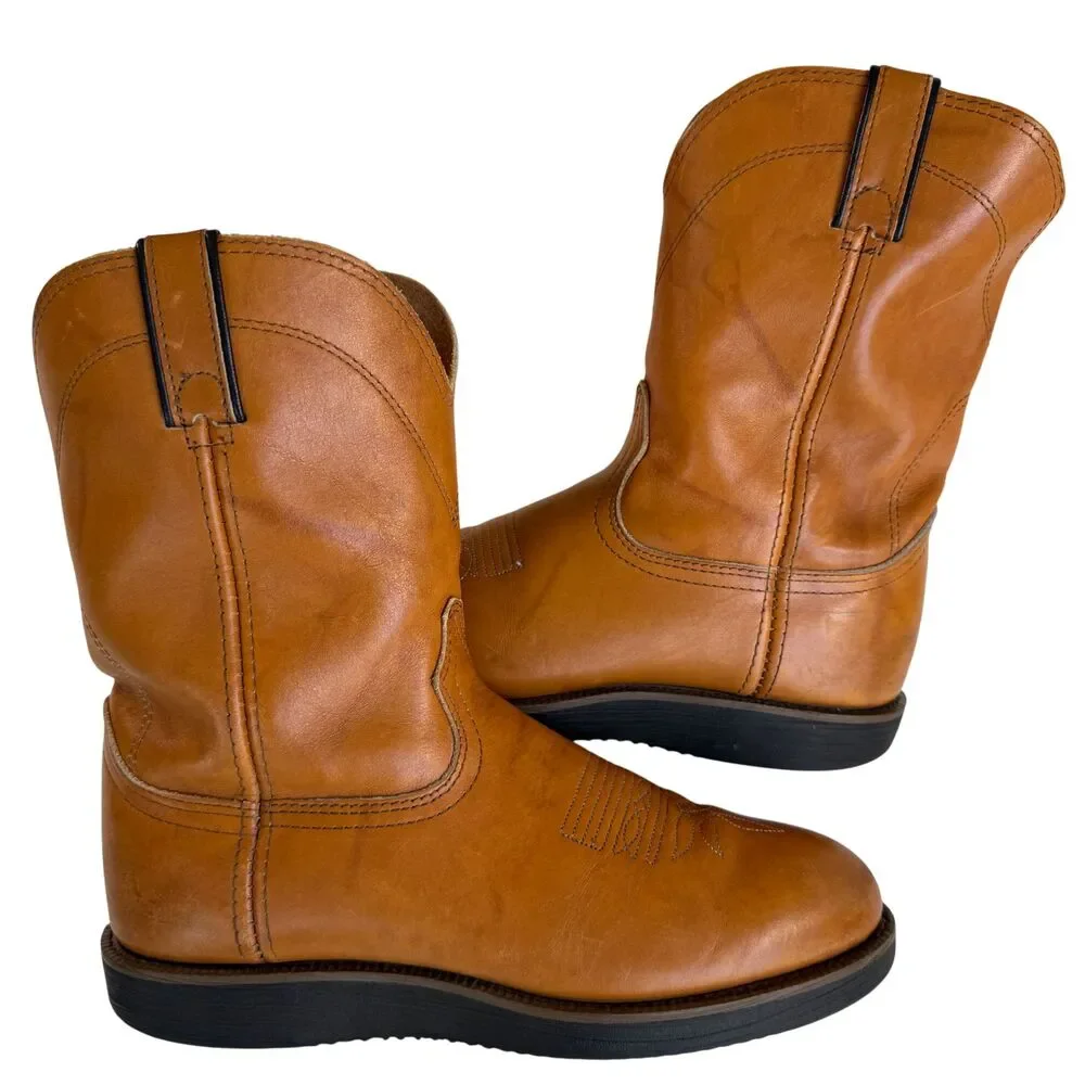 Durango Comfort Core Men 9 -9.5 Tan Leather Western Work Boot Oil Slip Resistant